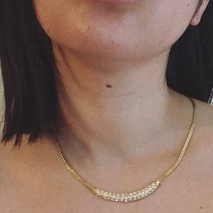 Vintage fashion necklace yellow gold tone